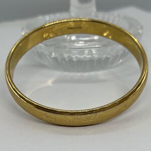Vintage Monet M Signed Textured Gold Tone Etched Bangle Bracelet